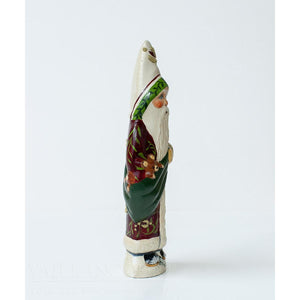Vaillancourt Folk Art - Burgundy Brocade Santa - Chalkware Figurine