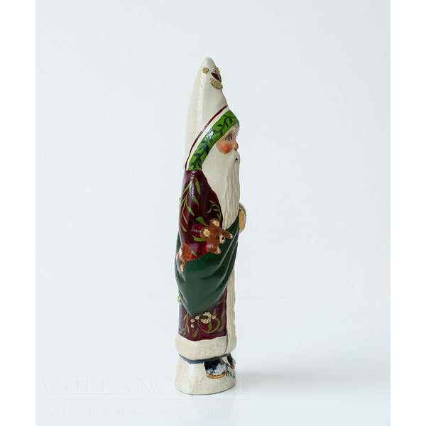 Load image into Gallery viewer, Vaillancourt Folk Art - Burgundy Brocade Santa - Chalkware Figurine
