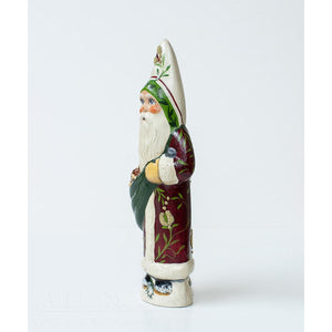 Vaillancourt Folk Art - Burgundy Brocade Santa - Chalkware Figurine