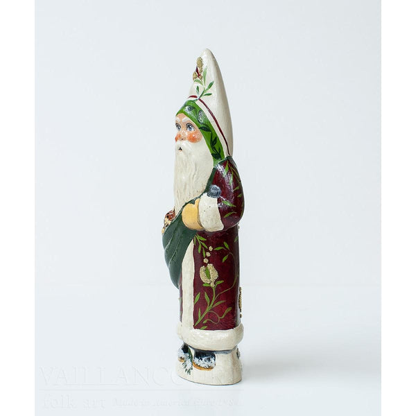 Load image into Gallery viewer, Vaillancourt Folk Art - Burgundy Brocade Santa - Chalkware Figurine
