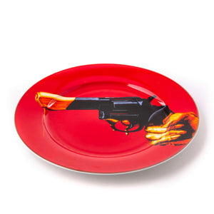 Seletti Porcelain Plate Revolver Gold Border