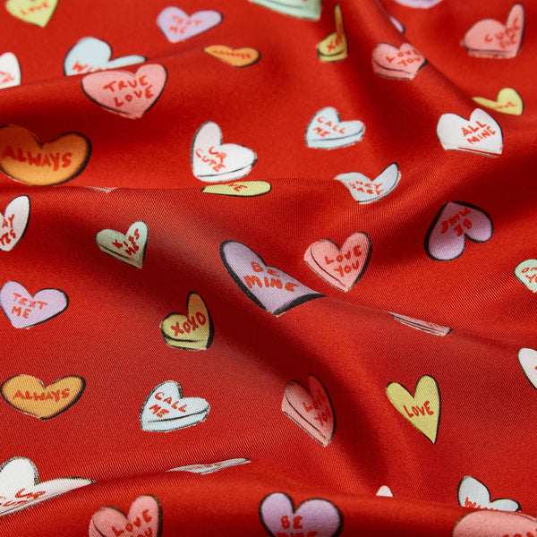Load image into Gallery viewer, Halcyon Days Love Hearts Red Silk Mini Scarf
