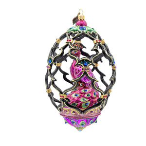 Jay Strongwater Pink Peacock Egg Ornament