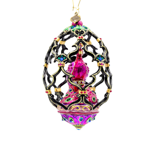 Load image into Gallery viewer, Jay Strongwater Pink Peacock Egg Ornament
