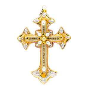 Jay Strongwater Metallic Bejeweled Cross Ornament