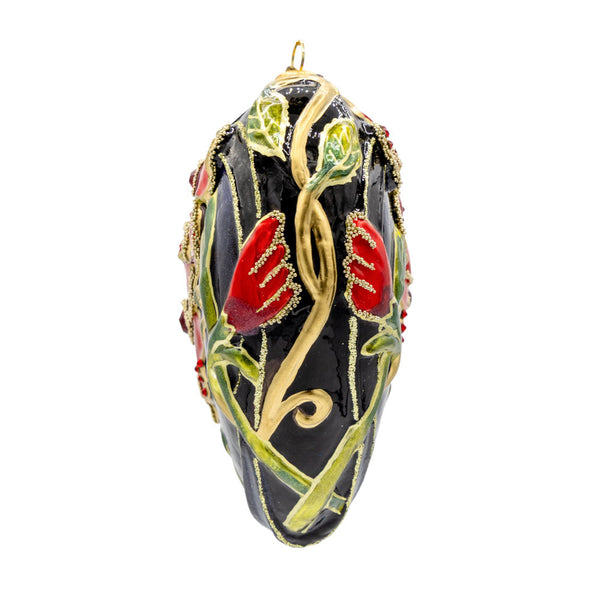 Load image into Gallery viewer, Jay Strongwater Dark Night Floral Heart Ornament
