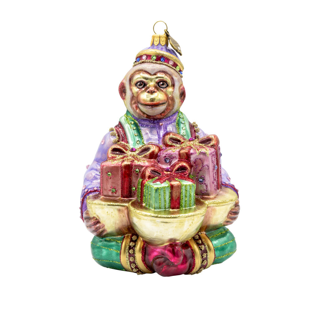 Jay Strongwater Monkey Bearing Gifts Ornament