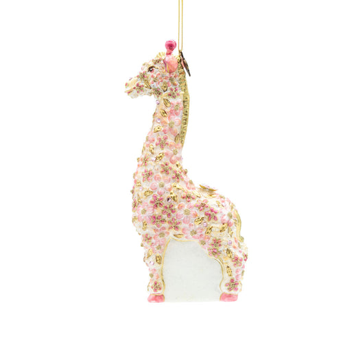 Jay Strongwater Pink Floral Giraffe Ornament