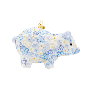 Jay Strongwater Blue Floral Piggy Ornament