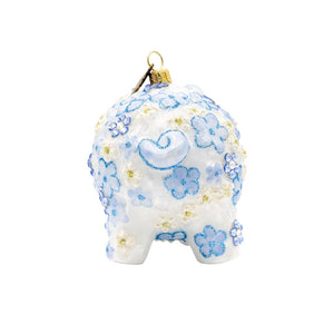 Jay Strongwater Blue Floral Piggy Ornament