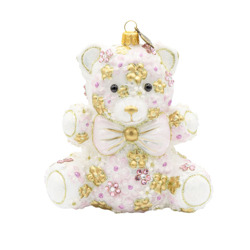 Jay Strongwater Pink Floral Teddy Ornament