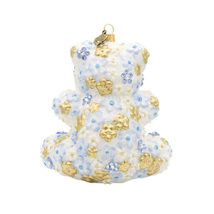 Jay Strongwater Blue Floral Teddy Ornament