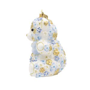 Jay Strongwater Blue Floral Teddy Ornament