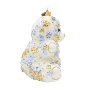 Jay Strongwater Blue Floral Teddy Ornament
