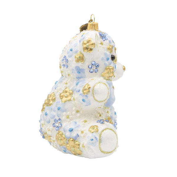 Load image into Gallery viewer, Jay Strongwater Blue Floral Teddy Ornament
