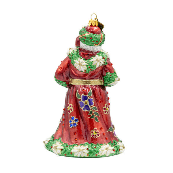 Load image into Gallery viewer, Jay Strongwater Floral Santa Ornament
