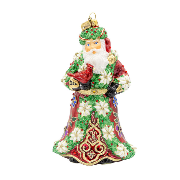 Load image into Gallery viewer, Jay Strongwater Floral Santa Ornament
