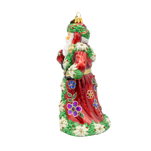 Jay Strongwater Floral Santa Ornament