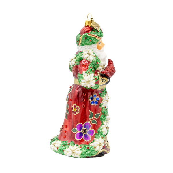 Load image into Gallery viewer, Jay Strongwater Floral Santa Ornament
