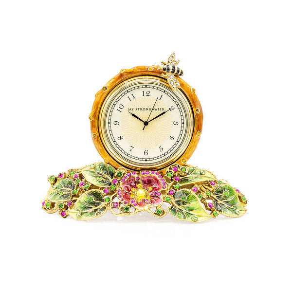 Load image into Gallery viewer, Jay Strongwater Mayfair Leaf And Bee Clock
