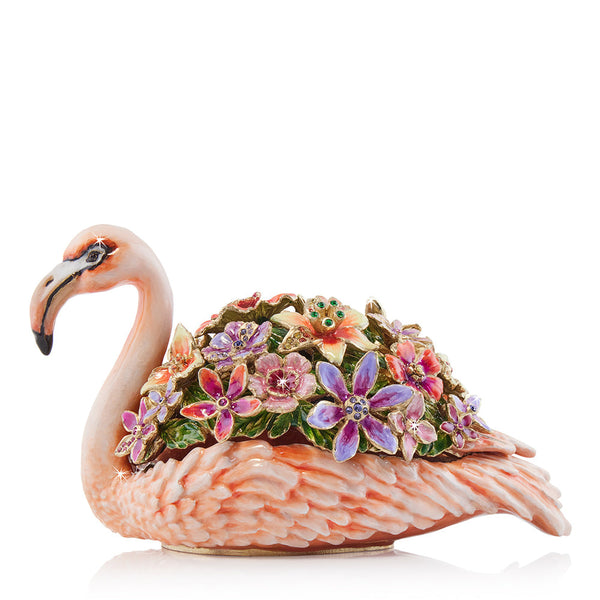 Load image into Gallery viewer, Jay Strongwater Clover Floral Flamingo Box

