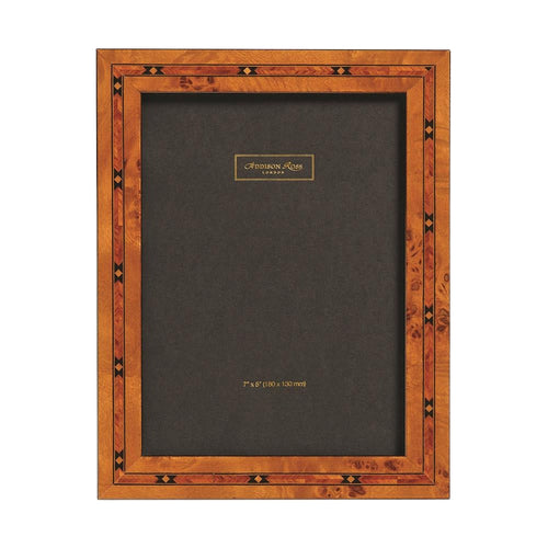Addison Ross Marquetry Picture Frame: Poplar Veneer & Star Design Inlay - 8 x 10 in