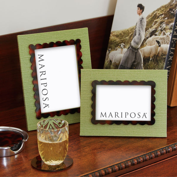 Load image into Gallery viewer, Mariposa Palma Faux Grasscloth and Tortoise 4x6 Frame
