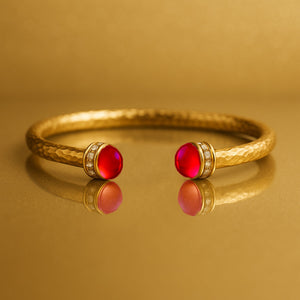 Halcyon Days Hammered Torque Bangle in Pink Tourmaline & Gold