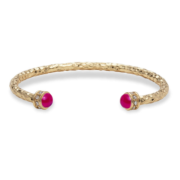 Load image into Gallery viewer, Halcyon Days Hammered Torque Bangle in Pink Tourmaline &amp; Gold
