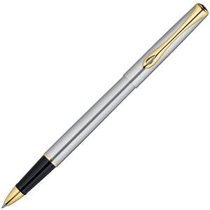 Diplomat Traveller Stainless Steel with Gold Trim Rollerball Pen