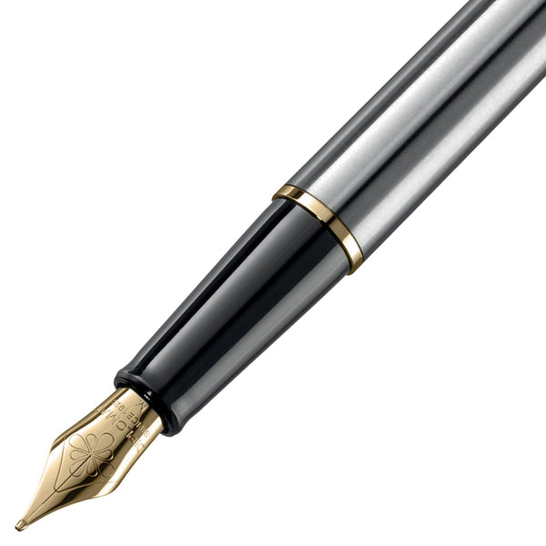 Load image into Gallery viewer, Diplomat Traveller Stainless Steel with Gold Trim Fountain Pen
