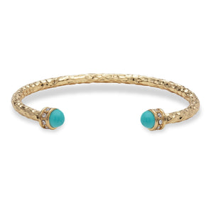 Halcyon Days Hammered Torque Bangle in Turquoise & Gold