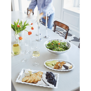 Mariposa Pearled Medium White Candlestick Set