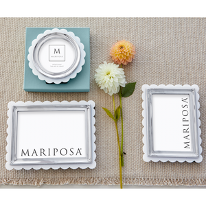 Mariposa White Acrylic Scallop Round Frame
