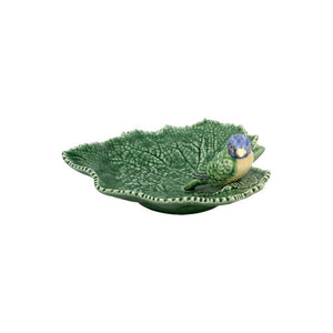 Bordallo Pinheiro Leaves Ragwort Leaf 19 with Blue Bird