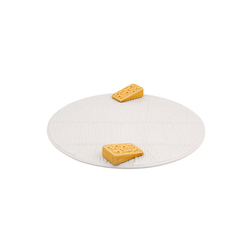 Bordallo Pinheiro Cheese Trays - White Cheese Tray With Yellow Cheese, set of 2