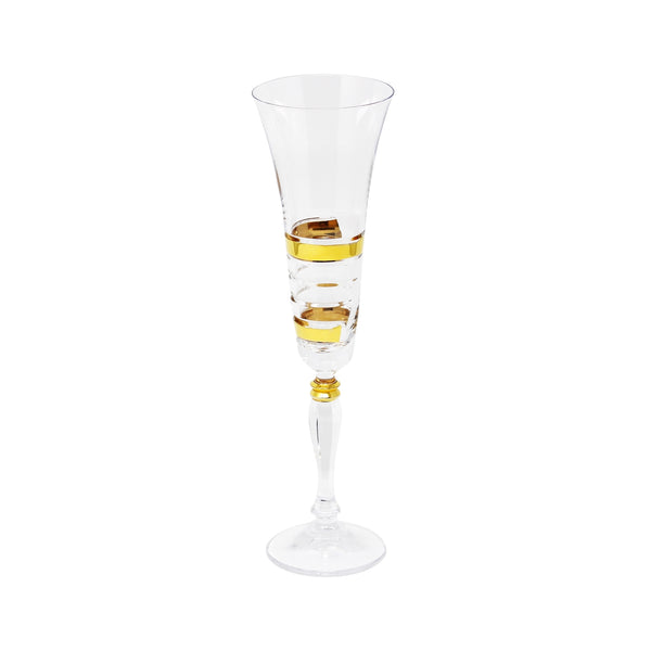 Load image into Gallery viewer, Glazze Crystal Appalachia Champagne Glass, 24K Gold, set Of 6
