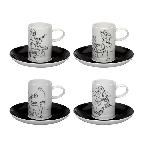 Load image into Gallery viewer, Vista Alegre Fado - Set 4 Coffee Cups &amp; Saucers
