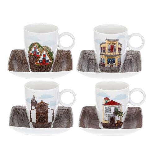 Vista Alegre Alma Da Madeira - Set 4 Cups & Saucers (With Gift Box)