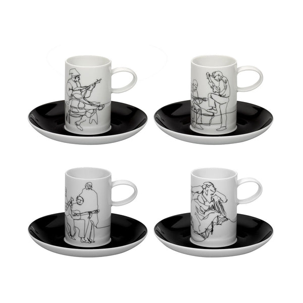 Load image into Gallery viewer, Vista Alegre Fado - Set 4 Coffee Cups &amp; Saucers
