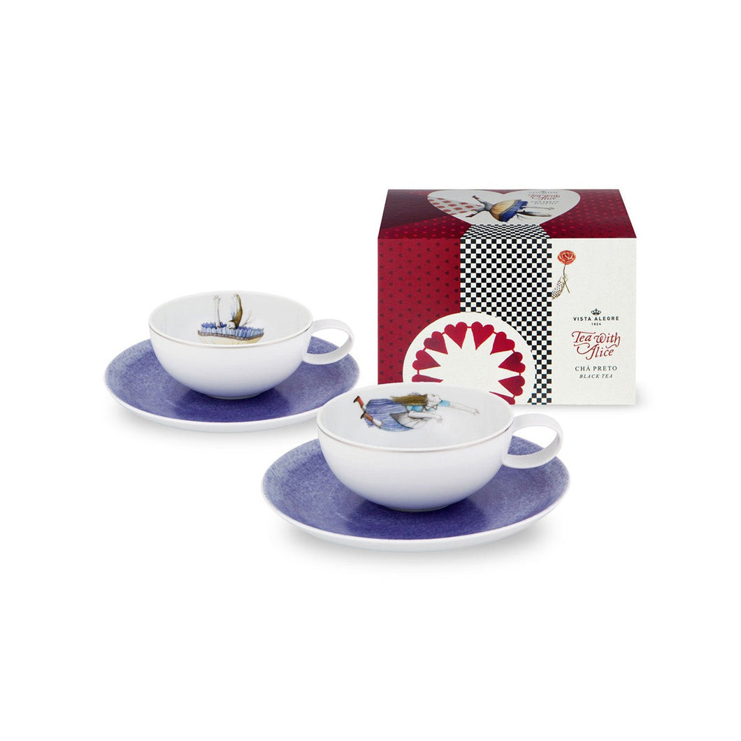 Vista Alegre Tea With Alice - Set 2 Tea Cup & Saucer + Tea Bag (Gift Box)