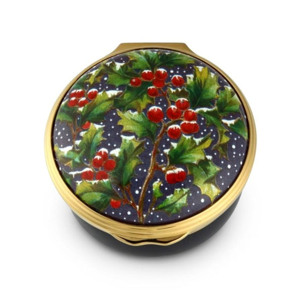 Load image into Gallery viewer, Halcyon Days &quot;Holly in the Snow&quot; Enamel Box

