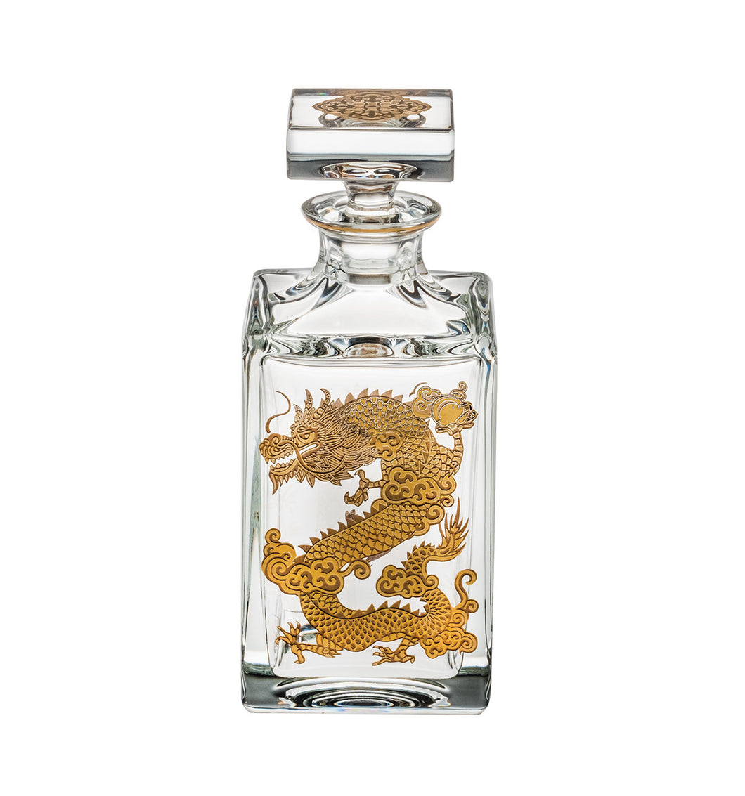 Vista Alegre Golden - Whisky Decanter With Gold Dragon