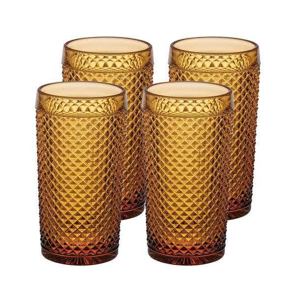 Load image into Gallery viewer, Vista Alegre Bicos - Set Of 4 Highball Amber
