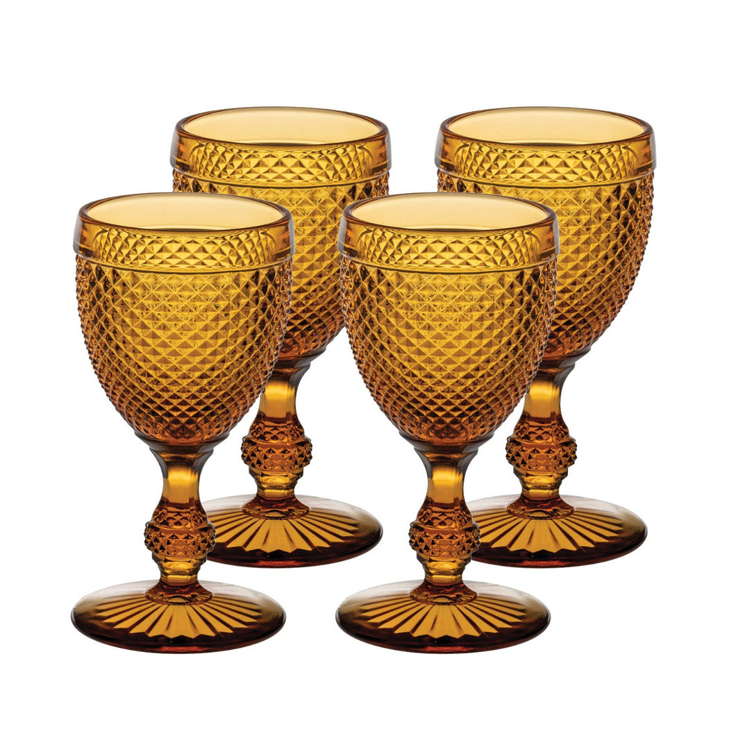 Vista Alegre Bicos - Set Of 4 Water Goblets Amber