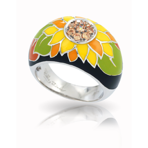 Load image into Gallery viewer, Belle Etoile Sunflower Ring - Black
