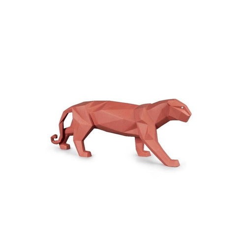 Lladro Panther Figurine - Coral Matte
