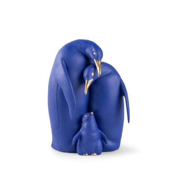 Load image into Gallery viewer, Lladro Penguin Family Sculpture - Limited Edition - Blue and Gold

