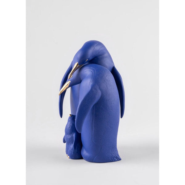 Load image into Gallery viewer, Lladro Penguin Family Sculpture - Limited Edition - Blue and Gold
