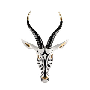 Lladro Antelope Mask - Black and Gold Sculpture